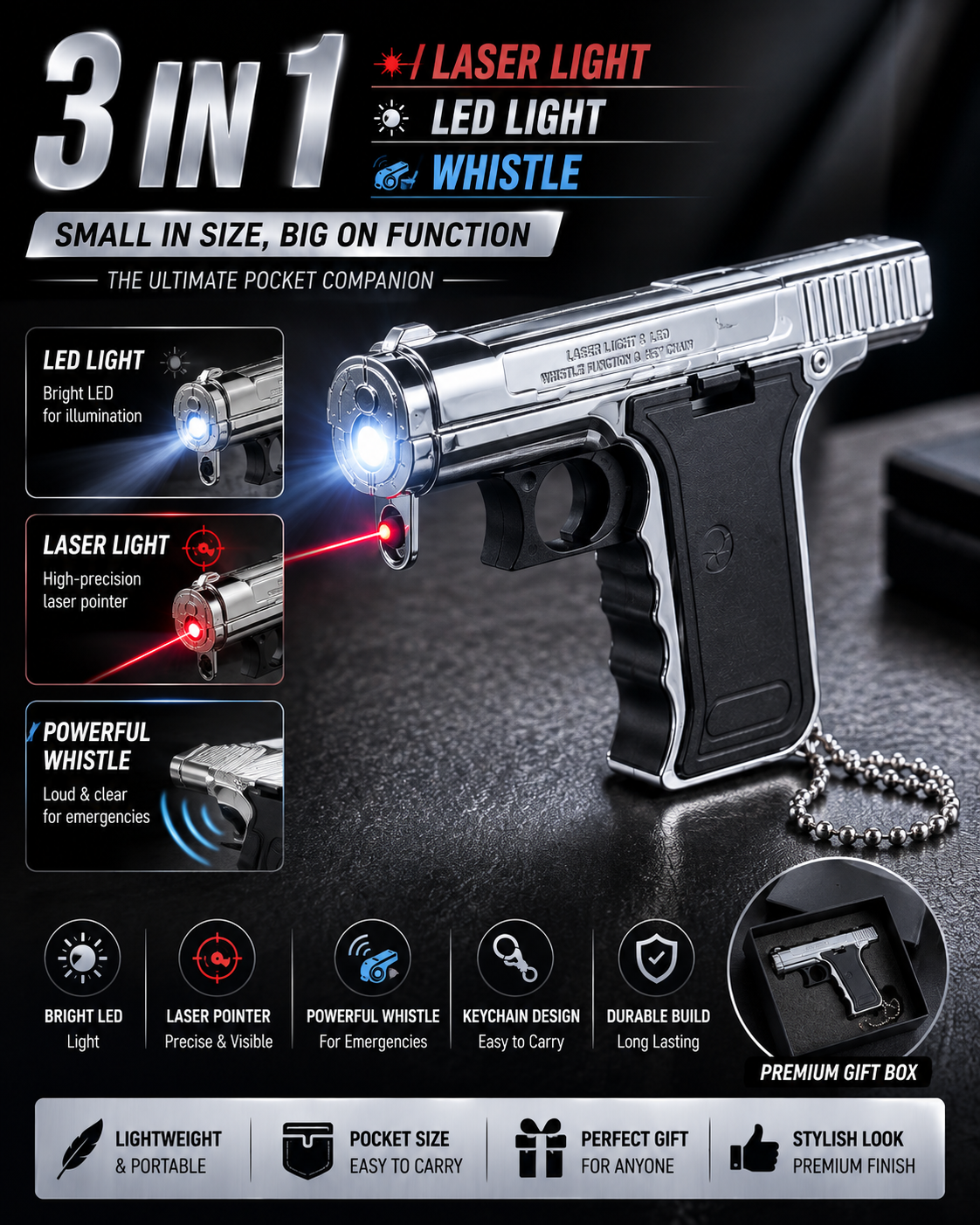 Laser Light keychain-Silver 002