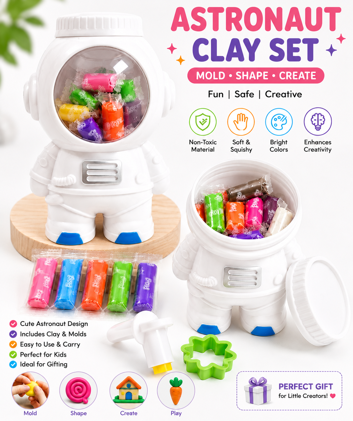 Astronaut Clay Set-White